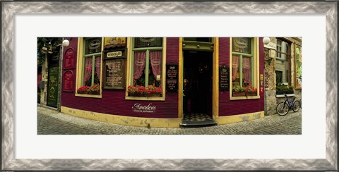 Framed Facade of a restaurant, Patershol, Ghent, East Flanders, Flemish Region, Belgium Print