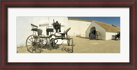 Framed Horse cart in front of a hotel, Hotel Cortijo El Esparragal, Gerena, Seville, Seville Province, Andalusia, Spain Print