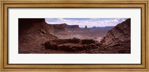 Framed Stone circle on an arid landscape, False Kiva, Canyonlands National Park, San Juan County, Utah, USA Print