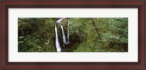 Framed High angle view of a waterfall in a forest, Triple Falls, Columbia River Gorge, Oregon (horizontal) Print