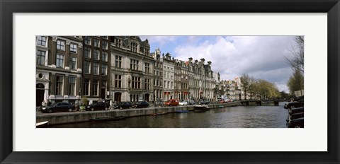 Framed Cars Parked along a Canal, Amsterdam, Netherlands Print