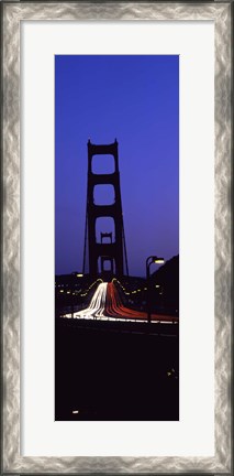 Framed Traffic on a suspension bridge, Golden Gate Bridge, San Francisco Bay, San Francisco, California, USA Print