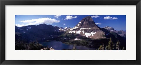 Framed Mountain range at the lakeside, Bearhat Mountain, Hidden Lake, Us Glacier National Park, Montana, USA Print