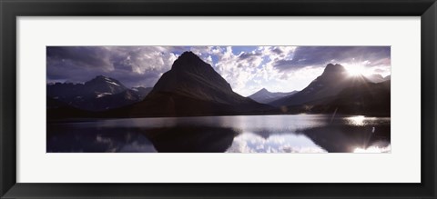 Framed Swiftcurrent Lake, Many Glacier, US Glacier National Park, Montana (cloudy sky) Print