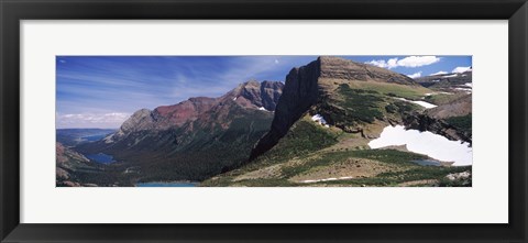 Framed Lake surrounded with mountains, Alpine Lake, US Glacier National Park, Montana Print