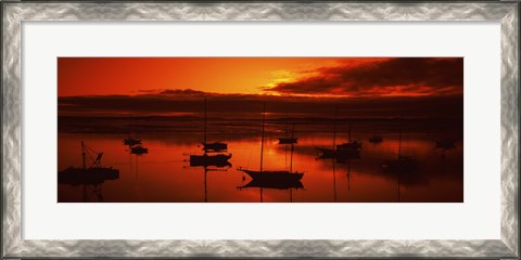 Framed Boats in a bay, Morro Bay, San Luis Obispo County, California, USA Print