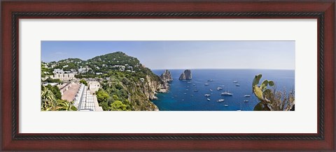 Framed Boats in the sea, Faraglioni, Capri, Naples, Campania, Italy Print