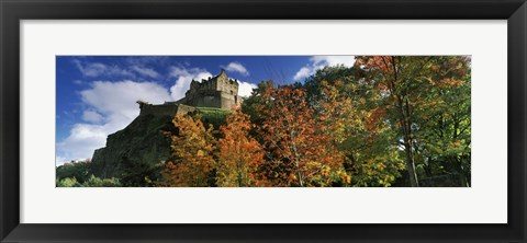 Framed Castle viewed through a garden, Edinburgh Castle, Edinburgh, Scotland Print