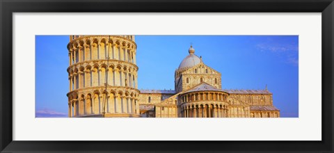 Framed Tower with a cathedral, Pisa Cathedral, Leaning Tower Of Pisa, Piazza Dei Miracoli, Pisa, Tuscany, Italy Print