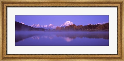 Framed Reflection of mountains in a river, Oxbow Bend, Snake River, Grand Teton National Park, Teton County, Wyoming, USA Print