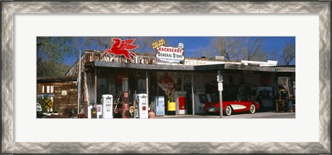 Framed Store with a gas station on the roadside, Route 66, Hackberry, Arizona Print