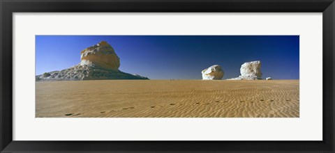 Framed Rock formations in a desert, White Desert, Farafra Oasis, Egypt Print