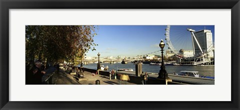 Framed Ferris wheel at the riverbank, Millennium Wheel, Thames River, London, England Print