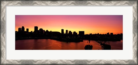 Framed Silhouette of buildings at dusk, Montreal, Quebec, Canada 2010 Print