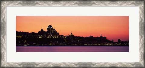 Framed City at dusk, Chateau Frontenac Hotel, Quebec City, Quebec, Canada Print