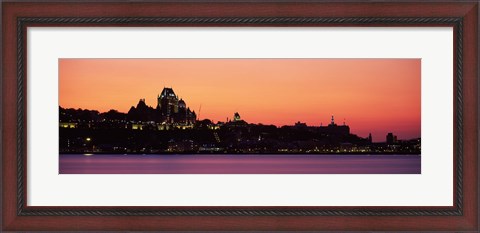Framed City at dusk, Chateau Frontenac Hotel, Quebec City, Quebec, Canada Print