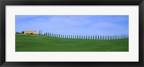Framed Farmhouse in a field, San Quirico d&#39;Orcia, Orcia Valley, Siena Province, Tuscany, Italy Print