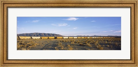 Framed Freight train in a desert, Trona, San Bernardino County, California, USA Print