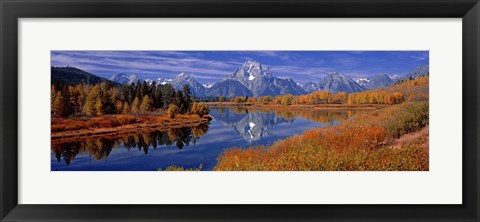 Framed Reflection of mountains in the river, Mt Moran, Oxbow Bend, Snake River, Grand Teton National Park, Wyoming, USA Print