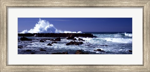 Framed Waves breaking on the coast Print