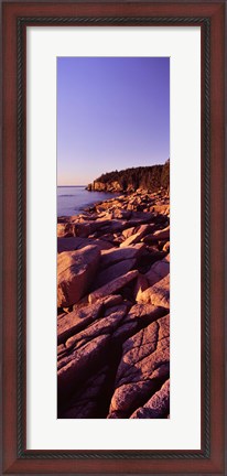 Framed Rock formations on the coast at sunset, Acadia National Park, Maine Print