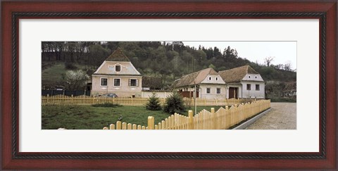 Framed Houses in a village, Biertan, Transylvania, Mures County, Romania Print