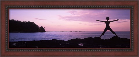 Framed Rear view of a woman exercising on the coast, La Punta, Papagayo Peninsula, Costa Rica Print