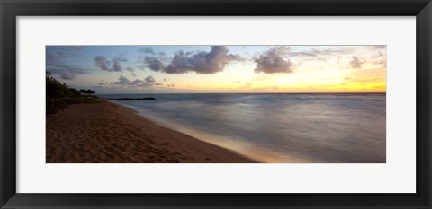 Framed Sunrise over an ocean, Waipouli Beach, Kauai, Hawaii, USA Print