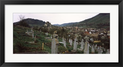 Framed Tombstones in a cemetery, Saxon Church, Biertan, Sibiu County, Transylvania, Romania Print