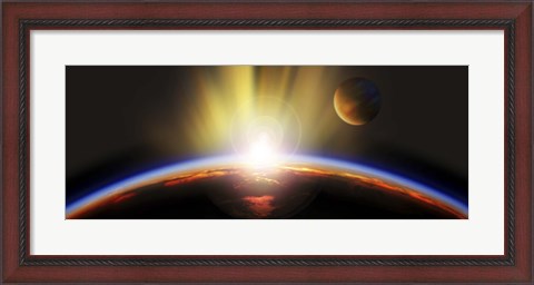 Framed Sunrise over earth Print