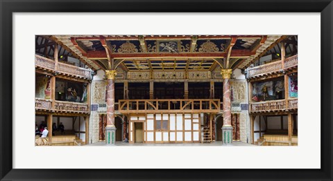 Framed Interiors of a stage theater, Globe Theatre, London, England Print