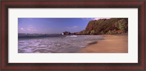 Framed Cliff on the beach, Hamoa Beach, Hana, Maui, Hawaii, USA Print