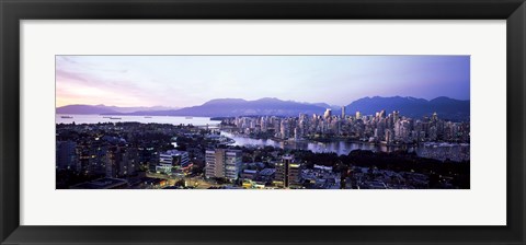 Framed Aerial view of cityscape at sunset, Vancouver, British Columbia, Canada 2011 Print