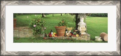 Framed Wine grapes and foods of Chianti Region of Tuscany at private estate, Italy Print