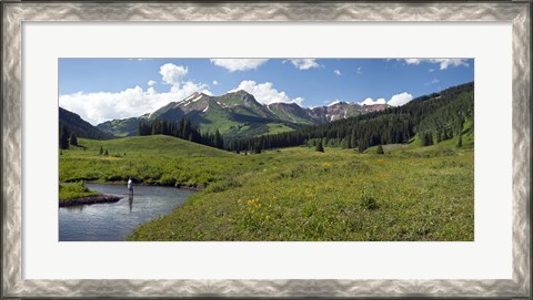 Framed Man fly-fishing in Slate River, Crested Butte, Gunnison County, Colorado, USA Print