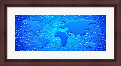 Framed Water drops forming continents Print