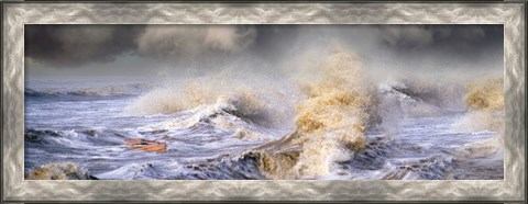 Framed Small boat in storm Print