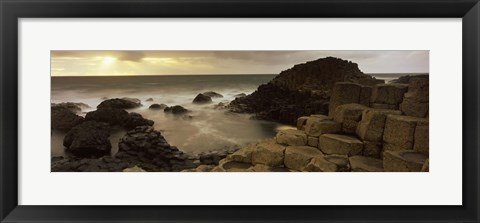 Framed Rock formations in the sea, Giant&#39;s Causeway, County Antrim, Northern Ireland Print