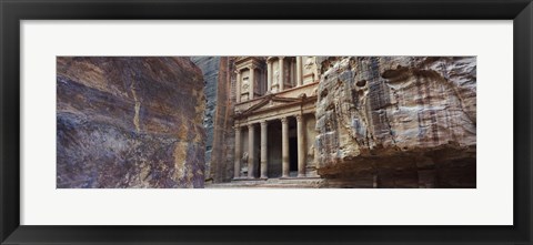 Framed Treasury through the rocks, Wadi Musa, Petra, Jordan Print