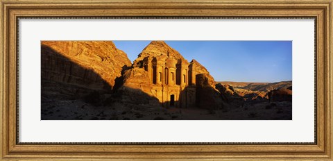 Framed Deep shadows at the monastery, Al Deir Temple, Wadi Musa, Petra, Jordan Print