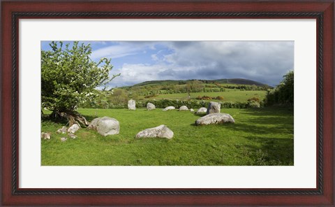 Framed Piper&#39;s Stone, Bronze Age Stone Circle (1400-800 BC) of 14 Granite Boulders, Near Hollywood, County Wicklow, Ireland Print