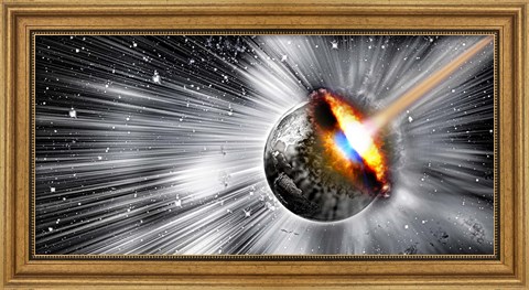 Framed Earth hit by comet Print