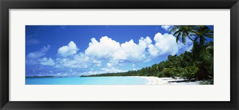 Framed Clouds over an island, Akaiami, Aitutaki, Cook Islands Print