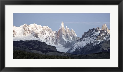 Framed Snowcapped mountain range, Mt Fitzroy, Argentine Glaciers National Park, Santa Cruz Province, Patagonia, Argentina Print