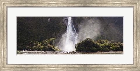 Framed Waterfall at Milford Sound, Fiordland National Park, South Island, New Zealand Print