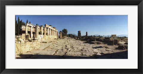 Framed Ruins of the Roman town of Hierapolis at Pamukkale, Anatolia, Central Anatolia Region, Turkey Print