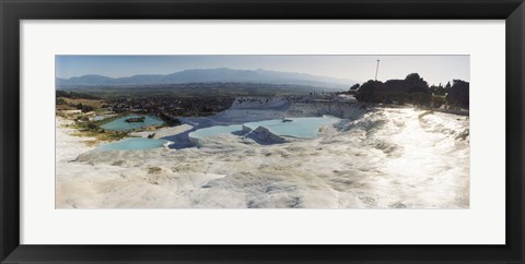 Framed Hot springs and Travertine Pool with Cloudy Sky, Pamukkale, Turkey Print
