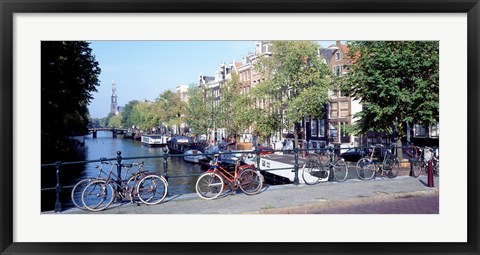 Framed Netherlands, Amsterdam, bicycles Print