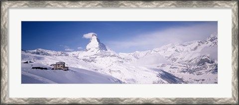 Framed Hotel on a polar landscape, Matterhorn, Zermatt, Switzerland Print