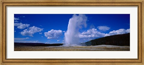 Framed Old Faithful, Yellowstone National Park, Wyoming, USA Print
